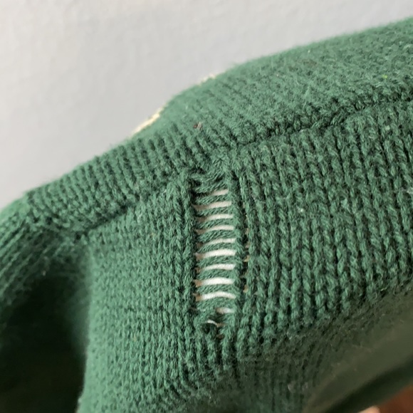 100% Cotton Skier Skiing Winter Green Sweater - Picture 3 of 4